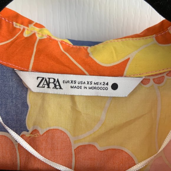 Zara Cotton Floral Print Oversized Shirt With Matching Bucket Hat Size XS - Picture 7 of 15